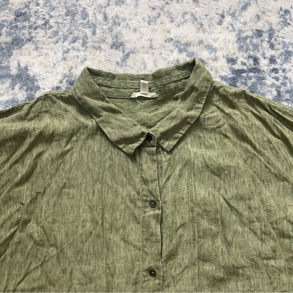 Eileen Fisher Washed Organic Linen Delave Button Down Boxy Blouse Shirt Plus 3X - Picture 6 of 10